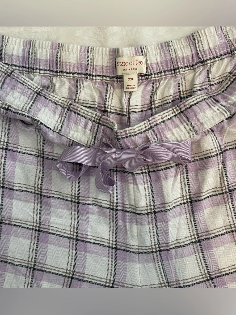 State Of Day Pajama Pants Sunday Plaid, XXL Purple